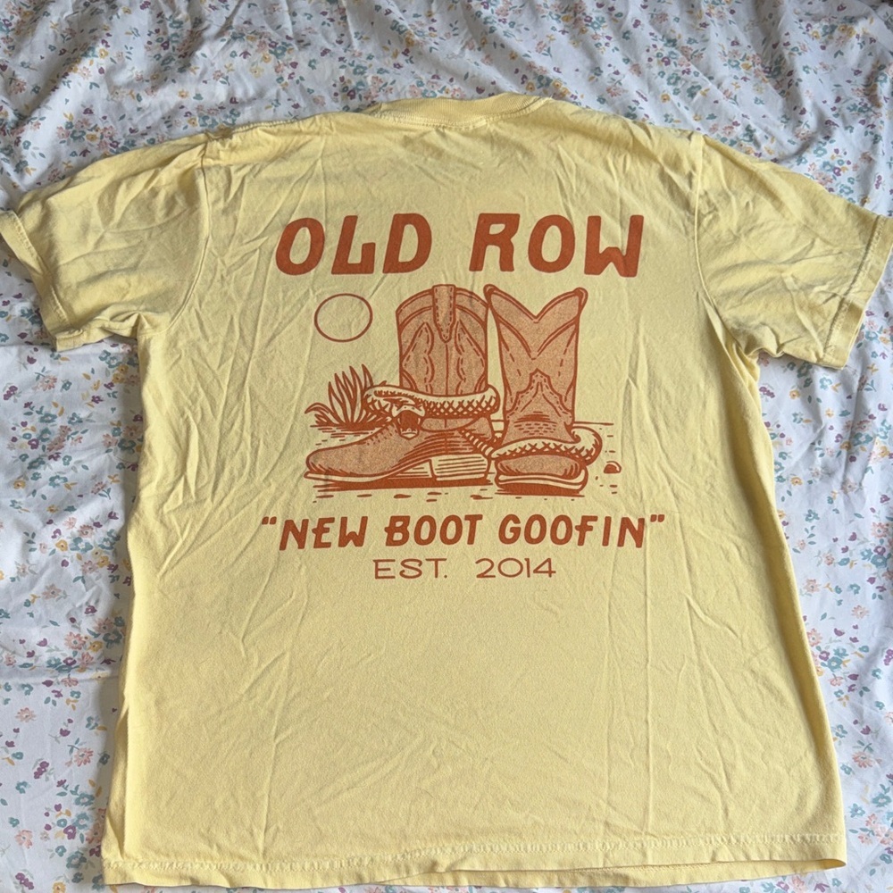 Old Row ‘New Boot Goofin’ | Women's Yellow Short Sleeve Tee | 100% Cotton - Picture 6 of 6